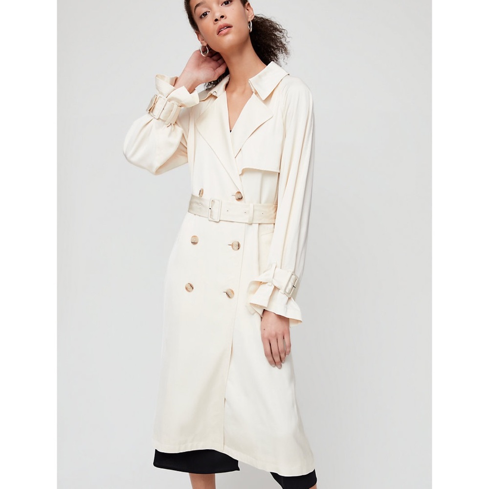 NWT ARITZIA Babaton Carson Trench Coat Soft Sand Size Small
